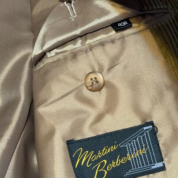 Vintage Martini Berberini Corduroy Blazer 40R Tan Brown Wide Wale Sport Coat - Picture 3 of 10